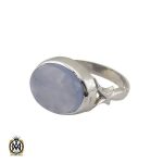 انگشتر عقیق کبود یمن مردانه دست ساز طرح صفوی - کد 10655