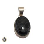 1 مدال عقیق مشکی با حکاکی یا امام رضا طرح اسپرت - کد 3274