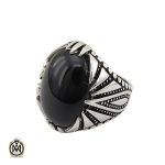 انگشتر عقیق مشکی مردانه - کد 10671