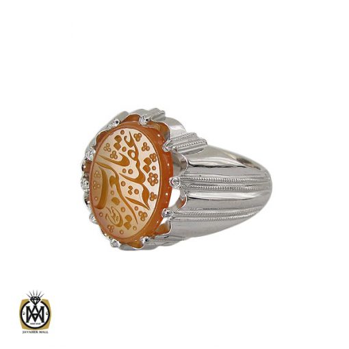 1 انگشتر عقیق یمن با حکاکی یا عقیله العرب مردانه دست ساز – کد 10554 - تصویر 1