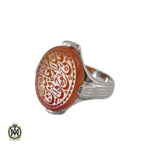 1 انگشتر عقیق یمن با حکاکی سلام علی نوح فی العالمین مردانه – کد 10555 - تصویر 1