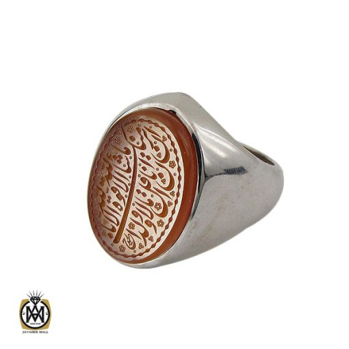 1 انگشتر عقیق یمن با حکاکی ماشاالله لا قوه الا بالله ان ترن انا اقل منک مالا و ولدا مردانه – کد 10559 - تصویر 1