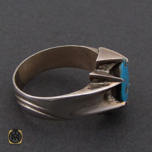 2 انگشتر فیروزه نیشابوری مردانه دست ساز– کد 10504 - تصویر 2