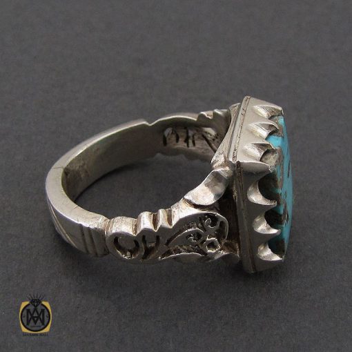 انگشتر فیروزه نیشابوری مردانه دست ساز– کد 10505 - تصویر 2