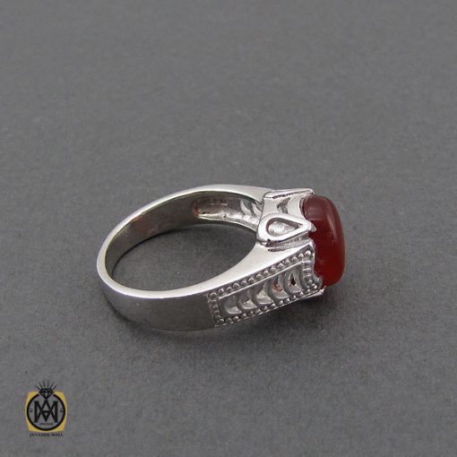 2 انگشتر عقیق یمن خوش رنگ مردانه دست ساز - کد 10632 - تصویر 2