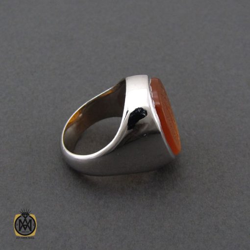 انگشتر عقیق یمن با حکاکی شرف الشمس و ماشاالله لا قوه الا بالله ان ترن انا اقل منک مالا و ولدا مردانه – کد 10506 - تصویر 2