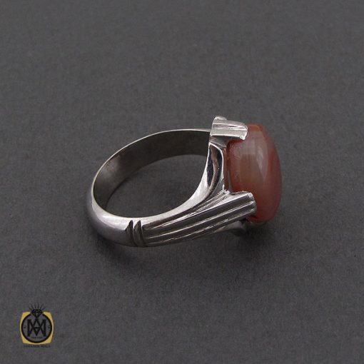 انگشتر عقیق یمن با حکاکی شرف الشمس خوش رنگ مردانه - کد 10637 - تصویر 2