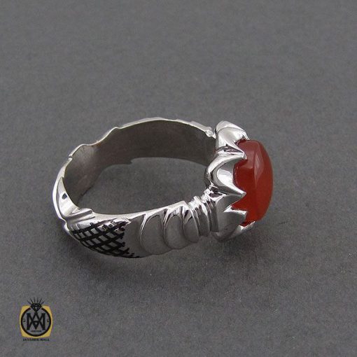 انگشتر عقیق یمن خوش رنگ مردانه هنر دست استاد قاسمی - کد 10638 - تصویر 2