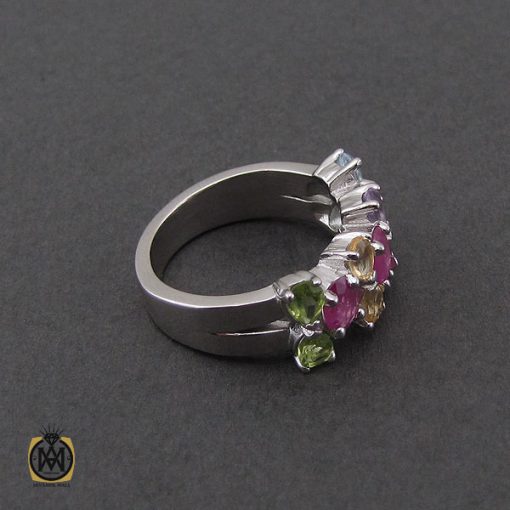 انگشتر یاقوت سرخ، سیترین، توپاز، آمتیست و زبرجد طرح ساناز زنانه - کد 2280 - تصویر 2