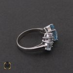 2 انگشتر توپاز آبی طرح بیتا زنانه - کد 2283 - تصویر 2