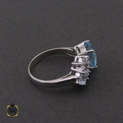 انگشتر توپاز آبی طرح بیتا زنانه - کد 2283 انگشتر توپاز آبی طرح بیتا زنانه - کد 2283