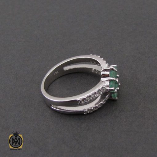 انگشتر زمرد زنانه طرح پیچک - کد 2285 - تصویر 2