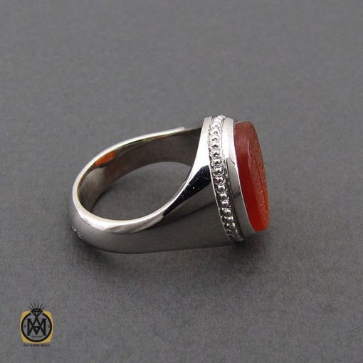 انگشتر عقیق یمن با حکاکی ماشاالله لا قوه الا بالله ان ترن انا اقل منک مالا و ولدا مردانه – کد 10509 - تصویر 2