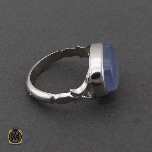 انگشتر عقیق کبود یمن مردانه دست ساز طرح صفوی - کد 10655 - تصویر 2