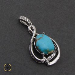 مدال فیروزه نیشابوری خوش طبع طرح آونگ زنانه - کد 3256 مدال فیروزه نیشابوری خوش طبع طرح آونگ زنانه - کد 3256