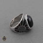 انگشتر نقره عقیق مشکی فانتزی مردانه - کد 10669 - تصویر 2