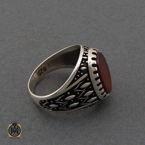 انگشتر عقیق قرمز مردانه - کد 10684 - تصویر 2