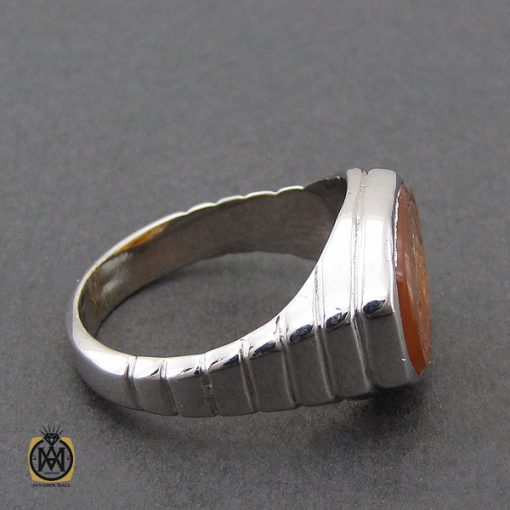 انگشتر عقیق یمن با حکاکی شرف الشمس و یا بقیه الله الاعظم طرح صفوی مردانه – کد 10527 - تصویر 2