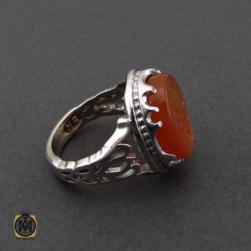 انگشتر عقیق یمن با حکاکی یا شرف الشمس و عباس بن امیرالمومنین مردانه – کد 10532 - تصویر 2