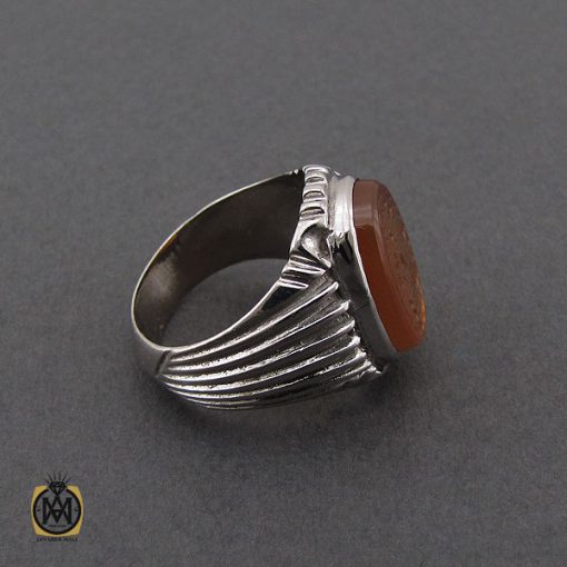 انگشتر عقیق یمن با حکاکی شرف الشمس و یا اباالقاسم یا رسول الله مردانه – کد 10539 - تصویر 2