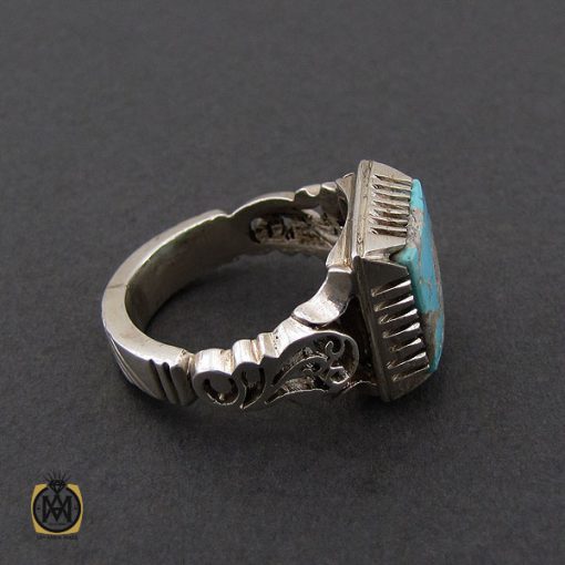 انگشتر فیروزه نیشابوری مردانه دست ساز – کد 10544 - تصویر 2