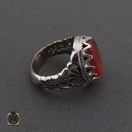 انگشتر عقیق یمن با حکاکی ماشاالله لا قوه الا بالله ان ترن انا اقل منک مالا و ولدا مردانه – کد 10563 - تصویر 2