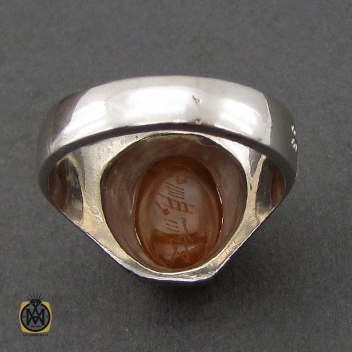 انگشتر عقیق یمن با حکاکی شرف الشمس و یا حیدر کرار مردانه – کد 10585 - تصویر 3