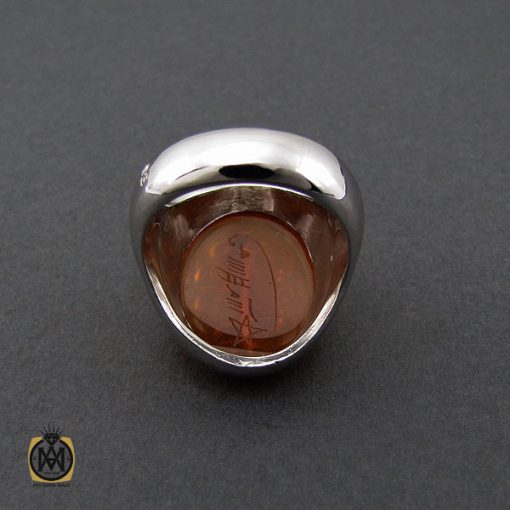 انگشتر عقیق یمن با حکاکی شرف الشمس و ماشاالله لا قوه الا بالله ان ترن انا اقل منک مالا و ولدا مردانه – کد 10506 - تصویر 3