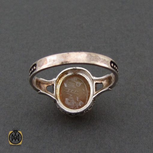 انگشتر عقیق یمن با حکاکی شرف الشمس مردانه - کد 10625 - تصویر 3