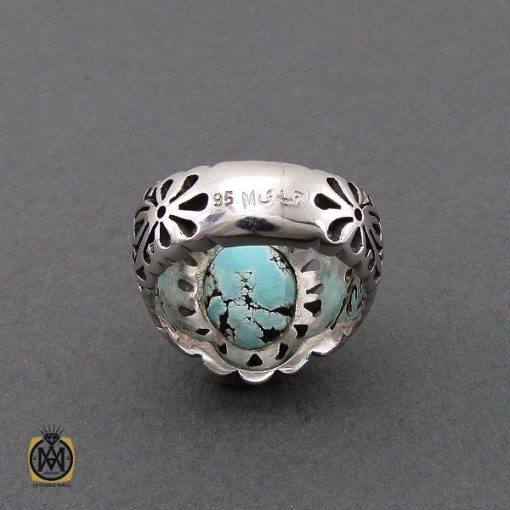 انگشتر فیروزه نیشابوری مردانه خوش رنگ هنر دست استاد احمدی - کد 10658 - تصویر 5