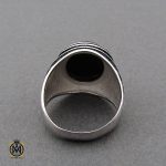 انگشتر نقره عقیق مشکی فانتزی مردانه - کد 10669 - تصویر 3