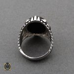 انگشتر عقیق مشکی مردانه - کد 10671 - تصویر 3