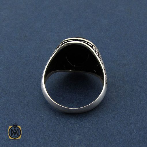 انگشتر عقیق مشکی مردانه - کد 10673 - تصویر 3