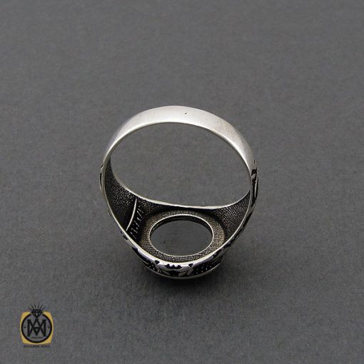 انگشتر عقیق مشکی مردانه - کد 10688 - تصویر 3