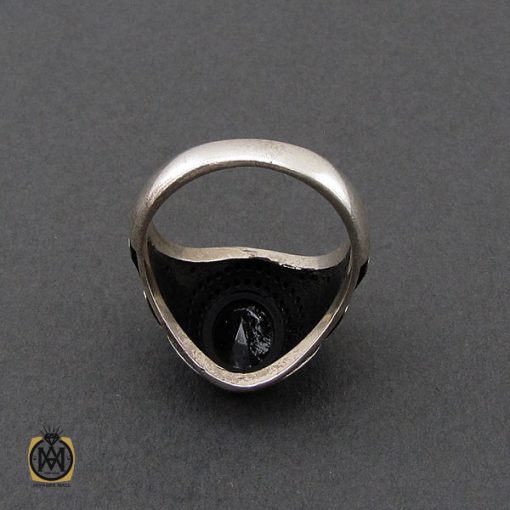 انگشتر عقیق مشکی مردانه - کد 10689 - تصویر 3
