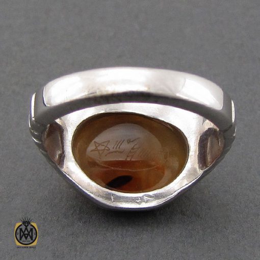 انگشتر عقیق یمن با حکاکی شرف الشمس و یا بقیه الله الاعظم طرح صفوی مردانه – کد 10527 - تصویر 3