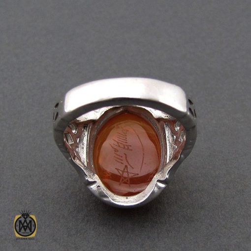 انگشتر عقیق یمن با حکاکی یا شرف الشمس و عباس بن امیرالمومنین مردانه – کد 10532 - تصویر 3