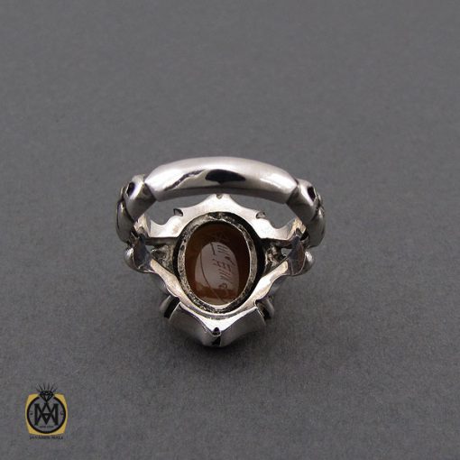 انگشتر عقیق یمن با حکاکی شرف الشمس و علی رکن الایمان مردانه – کد 10535 - تصویر 3