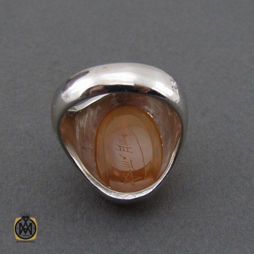 انگشتر عقیق شرف الشمس یمن با حکاکی ماشاالله لا قوه الا بالله ان ترن انا اقل منک مالا و ولدا مردانه – کد 10548 - تصویر 3