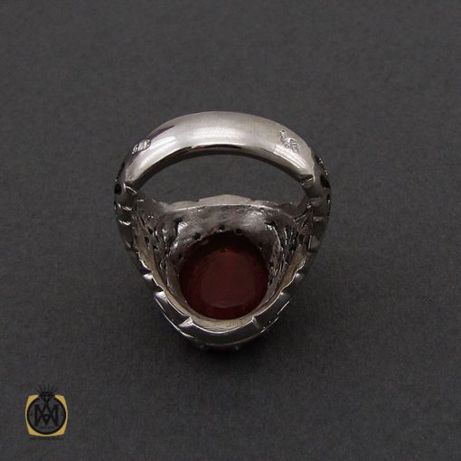 انگشتر عقیق یمن با حکاکی ماشاالله لا قوه الا بالله ان ترن انا اقل منک مالا و ولدا مردانه – کد 10563 - تصویر 3