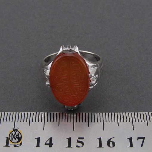 انگشتر عقیق یمن با حکاکی ماشاالله لا قوه الا بالله ان ترن انا اقل منک مالا و ولدا مردانه – کد 10564 - تصویر 4