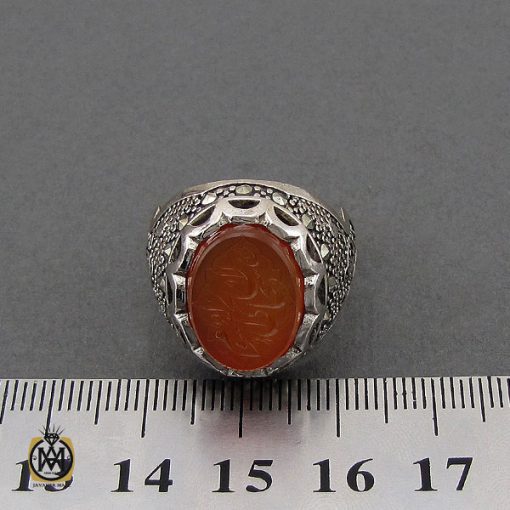 انگشتر عقیق یمن با حکاکی سبحان الحی القیوم مردانه – کد 10572 - تصویر 4