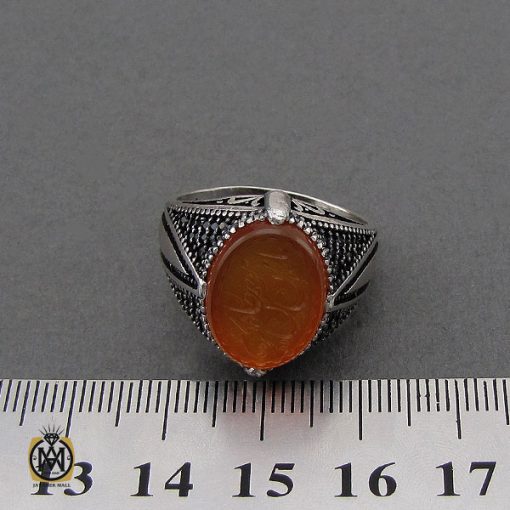 انگشتر عقیق یمن با حکاکی یا من هو بمن رجاه کریم مردانه – کد 10583 - تصویر 4