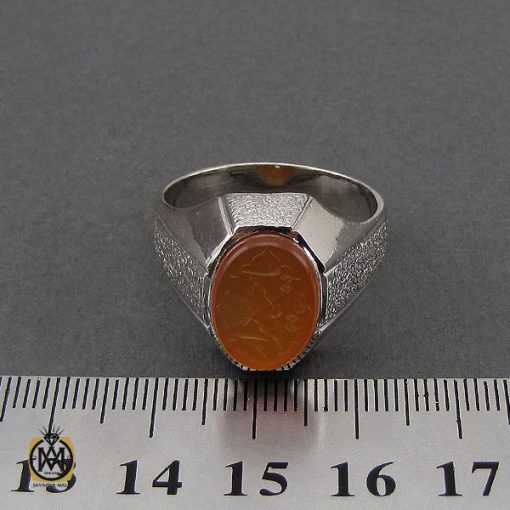 انگشتر عقیق یمن با حکاکی شرف الشمس و یا حیدر کرار مردانه – کد 10585 - تصویر 4