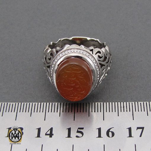 انگشتر عقیق یمن با حکاکی انا مدینة العلم وعلی بابها مردانه – کد 10592 - تصویر 4