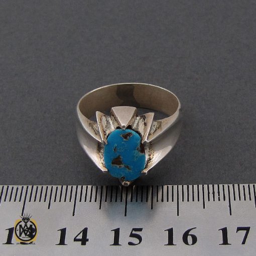 4 انگشتر فیروزه نیشابوری مردانه دست ساز– کد 10504 - تصویر 4