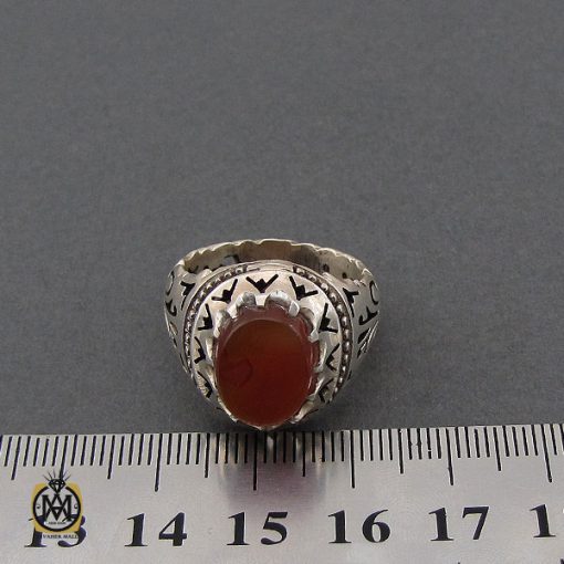 انگشتر عقیق یمن خوش رنگ مردانه هنر دست استاد احمدی - کد 10636 - تصویر 4