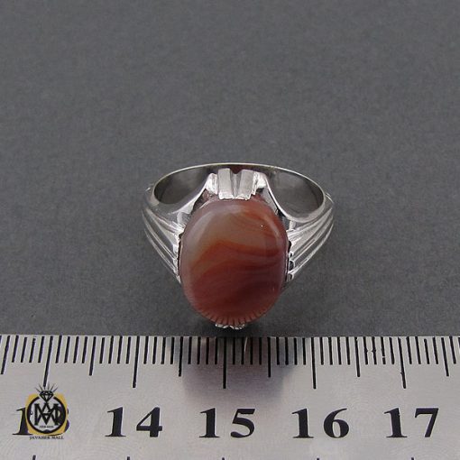 انگشتر عقیق یمن با حکاکی شرف الشمس خوش رنگ مردانه - کد 10637 - تصویر 4