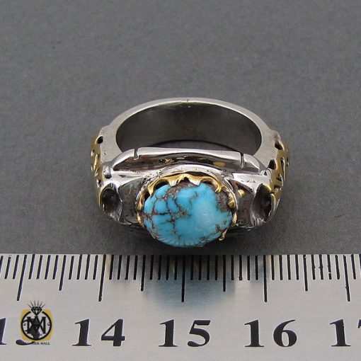 انگشتر فیروزه نیشابوری خوش طبع مردانه طرح صفوی - کد 10643 - تصویر 4