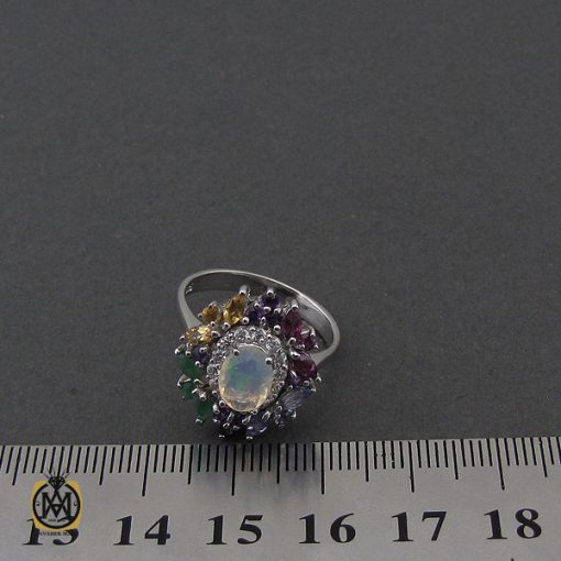 انگشتر چشم گربه، تانزانایت، آمتیست و یاقوت سرخ سیترین، و زمرد طرح جوانه زنانه - کد 2278 - تصویر 4